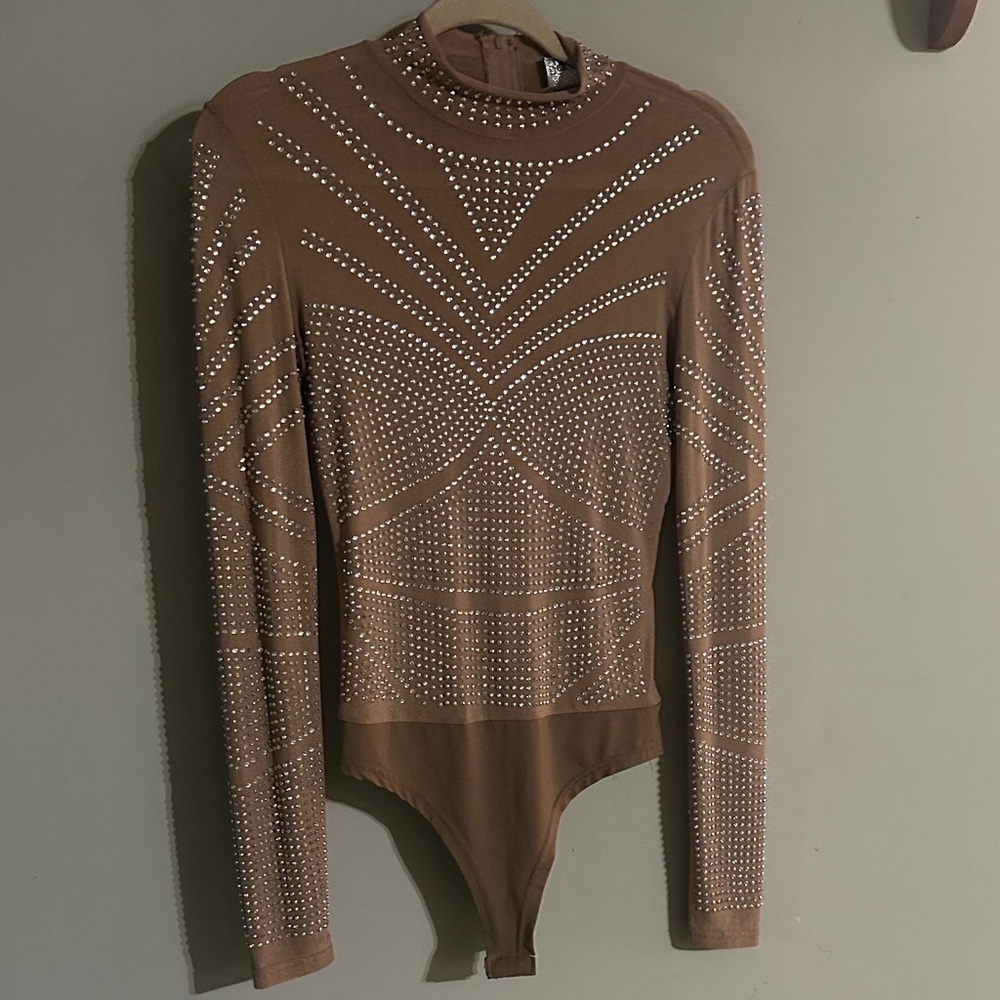 Elegant Brown Studded Women's Top